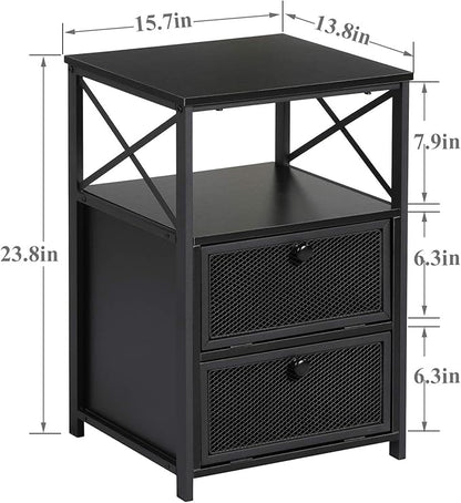 VECELO Modern Night Stand, End Side Table with Storage Space and Door, Nightstands with Flip Drawers for Living Room,Bedroom,Lounge