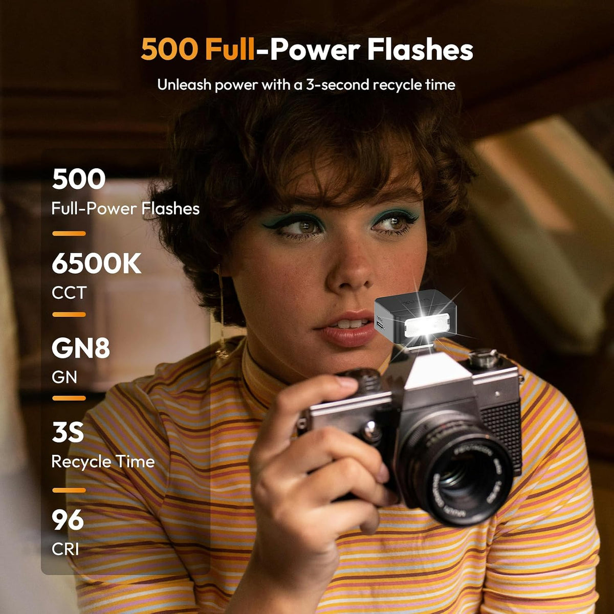 ULANZI SL01 Mini Camera Flash, GN8 6500K Mini Flash Speedlite, 4 Power Levels, Compatible with Sony ZV-1/ZV-E10/Canon/Nikon/Fuji/Panasonic/Leica/Olympus, ?Not Fits Sony ZV-1F?