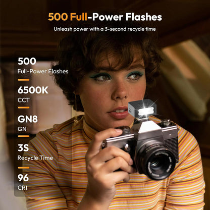 ULANZI SL01 Mini Camera Flash, GN8 6500K Mini Flash Speedlite, 4 Power Levels, Compatible with Sony ZV-1/ZV-E10/Canon/Nikon/Fuji/Panasonic/Leica/Olympus, ?Not Fits Sony ZV-1F?