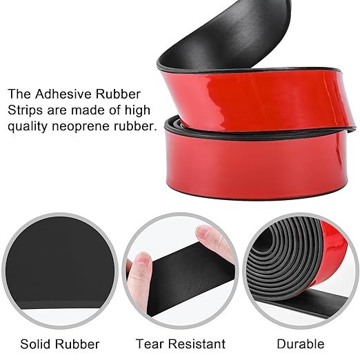 Adhesive Rubber Strips 4" Wide x 116" Thick x 10' Long Neoprene Rubber Sheets, Rolls  Strips with Adhesive Backing Rubber Pads Self Stick Seal Rubber Gasket Adhesive Back for Matting Padding