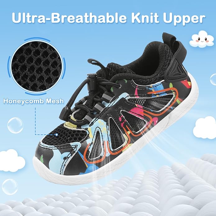 BARERUN Toddler Shoes Boy Girl Sneakers Lightweight Breathable Barefoot RunningWalking Shoes Toddler Tennis Shoes with Adjustable Tightness