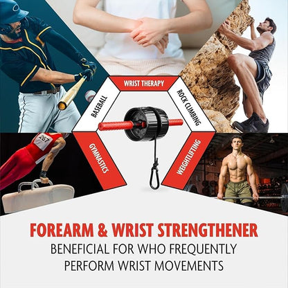 DMoose Fitness Forearm Strengthener  Wrist Roller - 2 in 1 Arm Exerciser with Non-Slip Premium Grip, Durable Nylon Rope - Helps with Elbow Tendonitis, Wrist Recovery  Strength Training (Patented)