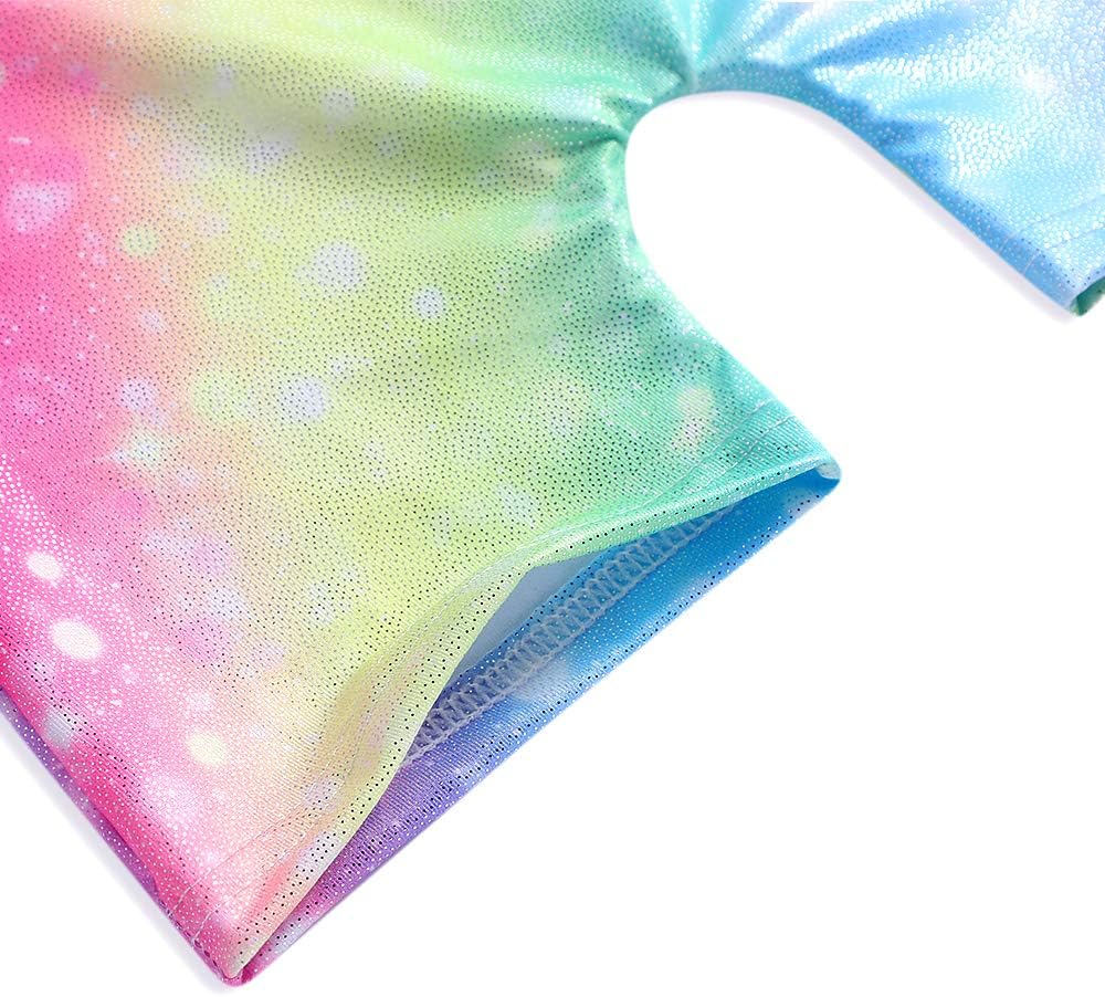 HOZIY Gymnastics Leotards for Girls with Shorts Toddlers Biketards Rainbow Unicorn Dinosaur Mermaid Leopard Flower Galaxy