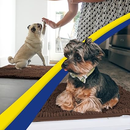 Muddy Mat Shown on TV  Super Absorbent Microfiber Dog Door Mat for Muddy Paws, Non-Slip Washable Pet Rug, Quick Dry Chenille Entryway Carpet, Machine Washable Indoor Outdoor mat, Brown 59"x24"