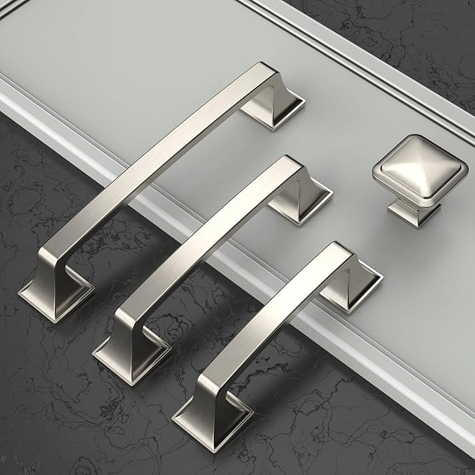 Asidrama 10 Pack 5 Inch(128mm) Brushed Satin Nickel Kitchen Cabinet Handles, Cabinet Pulls Kitchen Cabinet Hardware for Cupboard Drawer Pulls