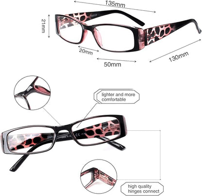 5 Pack Spring Hinge Reading Glasses Rectangular Fashion Quality Readers for Men and Women (multicolour, 2.75)