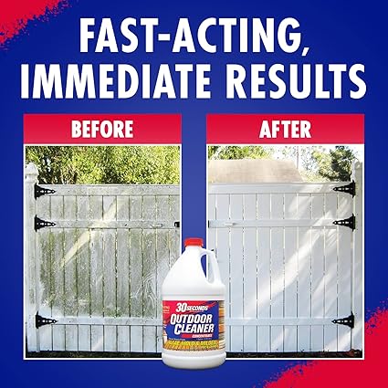 30 SECONDS Outdoor Mold  Mildew Stain Remover  Concentrate  Gallon  Vinyl Siding Fences Patios  More