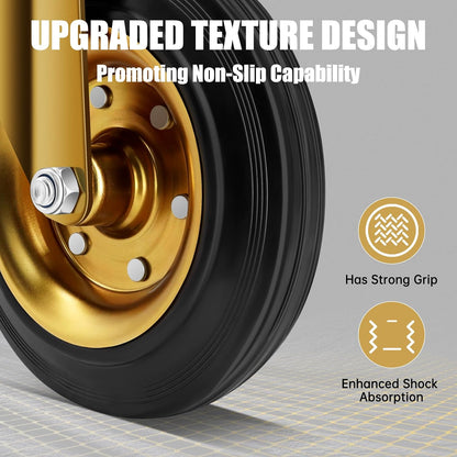 WBD WEIBIDA 8 in Heavy Duty Plate Casters Set of 4, 3200 Lbs Industrial Rubber Wheels for Cart Furniture and Workbench,Outdoor Castors Dual Locking Replacement (4 Brakes, Free Spanner)