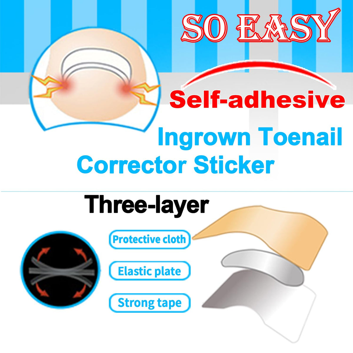 Professional Ingrown Toenail Toolkit with Breathable Ingrown Toenail Strips, Curved Toenails Corrector Patch, Painless File and Lifter for Home Pedicure Care ( box damaged)