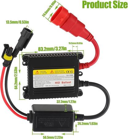 DC 12V 55W Ultrathin HID Ballast DC Xenon Lamp Ballast Automotive Headlight Stabilizer Suitable for H1 H3 H4 H7 H11 H13 9005 9006 9007 5202 880(Pack of 2pcs)