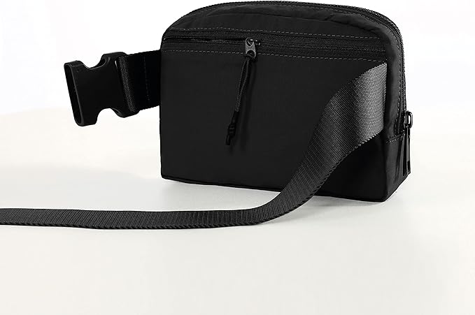 ODODOS Unisex Mini Belt Bag with Adjustable Strap Small Fanny Pack for Workout Running Traveling Hiking, Black