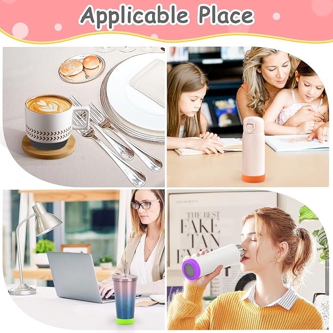 9pcs 70mm Silicon Protective Cup Mat,Rubber Cup Sleeve,Heat-Resistant Water Bottle Holder,Insulation Tumbler Protector,Non-Slip Cup Bottom Cover,Mug Coaster,Multicolor