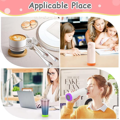 9pcs 70mm Silicon Protective Cup Mat,Rubber Cup Sleeve,Heat-Resistant Water Bottle Holder,Insulation Tumbler Protector,Non-Slip Cup Bottom Cover,Mug Coaster,Multicolor