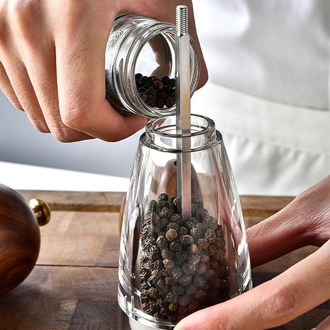 Acrylic Pepper Grinder, Pepper Mill with Round Head, Manual Rotatable Salt Mill Grinder, Hand Seasongings Grinder, Multifunctional Pepper Mill Shaker for Kitchen Cooking