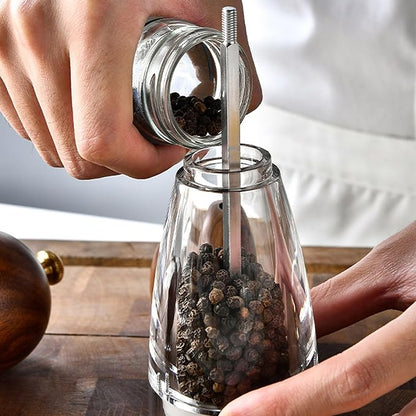 Acrylic Pepper Grinder, Pepper Mill with Round Head, Manual Rotatable Salt Mill Grinder, Hand Seasongings Grinder, Multifunctional Pepper Mill Shaker for Kitchen Cooking