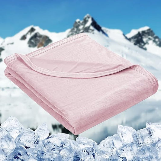 HOMFINE Cooling Blankets for Hot Sleepers - Summer Blanket Thin Lightweight Breathable Soft Double Side Enhanced Blanket for Bed Couch Sofa, Keep Cool for Night Sweats (Pink, 60 x 80 inches)