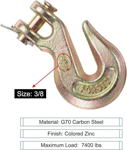 uxcell 38" Clevis Grab Hook, G70 Carbon Steel Transport Safety Chain Hooks, Clevis Grab Hooks for Rigging Deck Receiver Hitches Trailer Wiring