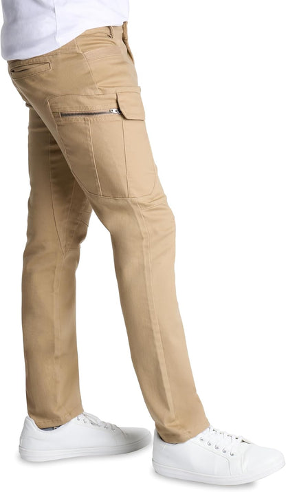 X RAY Men's Stretch Cargo Pants, Casual Flex Hiking Multi-Pocket Tactical Work Slim Fit Cargo Pants for Men