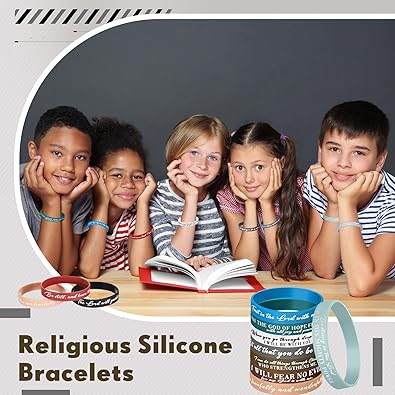 Bible Verses Bracelets Bulk Scripture Silicone Wristbands Inspirational Motivational Quote Rubber Wristbands Christian Bracelets for Women Men Easter Carnival Party Favors