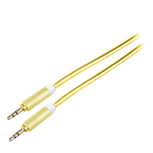 Braided Nylon Transparent PVC Jacket 1M Aux Audio Cable 0.138 in Jack Male to Male Cable for Multimedia Devices - Gold
