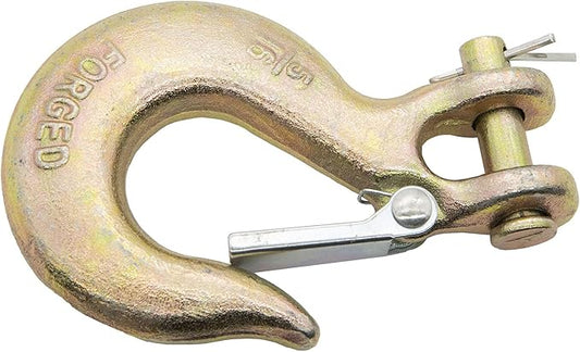 5/16 inch Clevis Slip Hook with Safety Latch, 5/16 g70 Chain Hook, 5/16 Safety Hook with Latch Forged G70 18,000 Lb Capacity for Trailer Truck Transport Tow Winch Hook Trailer