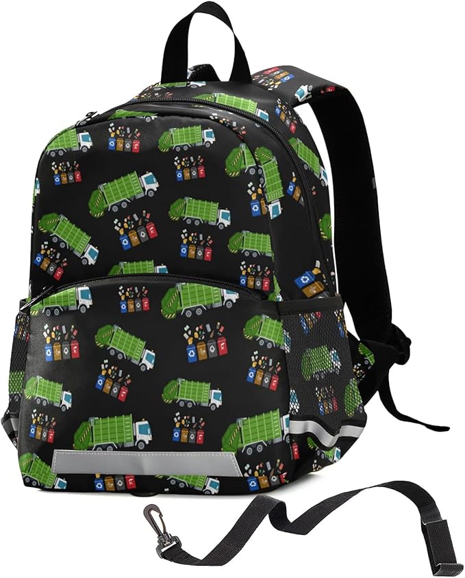 Cute space backpack with safety strap for boys and girls, space rocket with dinosaur design, helicopter, with safety strap, 01145, Cute