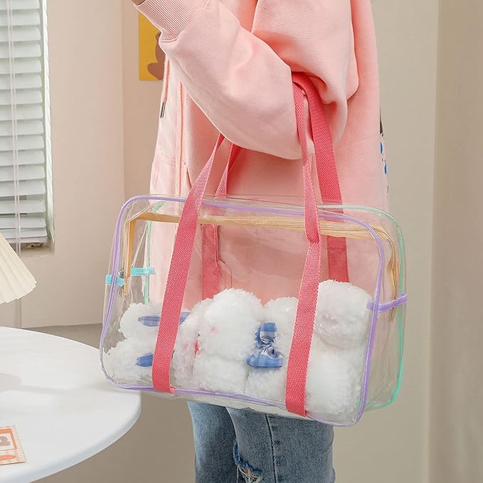 Large Clear Shoulder Bags, Large Clear Tote Bag Pvc Material Zipper Closure Comfortable Handles, Practical Leakproof Clear Large Handbags For Travel Swimming Beach Sports L Size