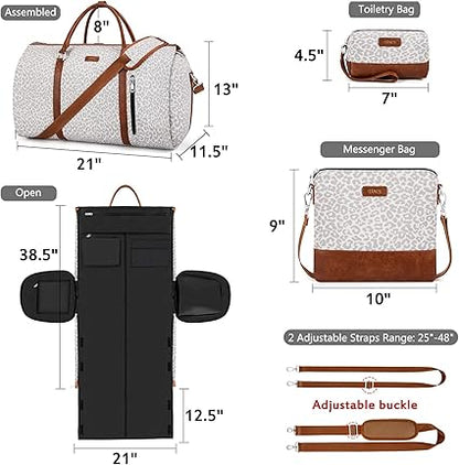 Convertible Garment Duffel Bag for Travel - Carry On Garment Bags With Toiletry Bag Large Weekender Bag for Men Women 2 in 1 Hanging Suitcase Suit Travel Duffel Overnight Bags 4pcs Set