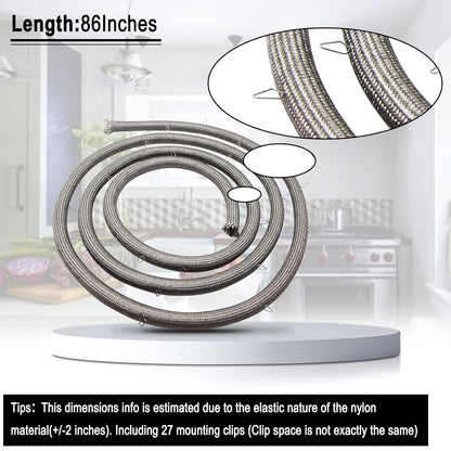 DG63-00255B Gas Range Oven Door Gasket Seal(86" Long/ 27 Mounting Clips)- Compatible with Samsung Ranges or Ovens, Replaces DG63-00255A, 3554990, AP5653446, PS5576952,EAP5576952