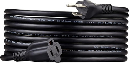 Basics Extension Cord, 15 Ft, 3 Prong Outlet Extender, Indoor Extension Cord, 13 Amps, 125V, Black