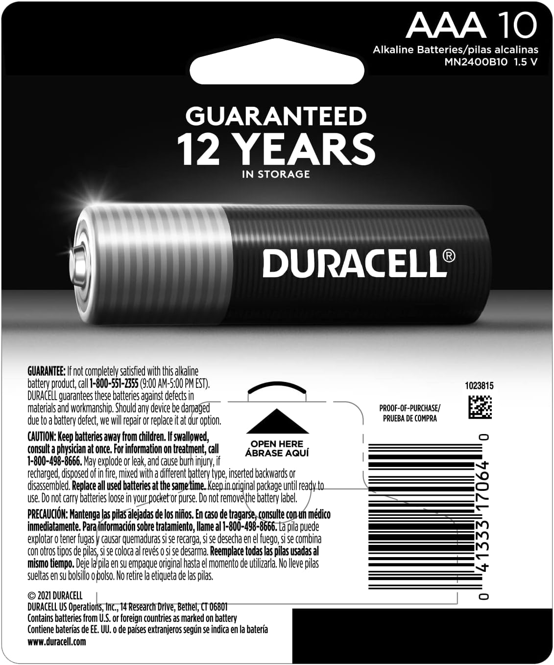 Duracell Coppertop AAA Batteries with Power Boost Ingredients, Triple A Batteries, 10 Count (Pack of 1) for Household and Office Devices, Alkaline AAA Battery