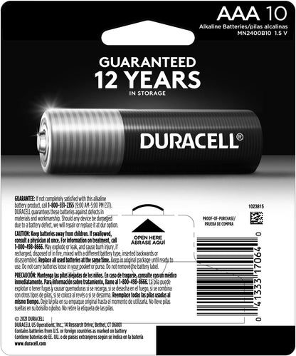 Duracell Coppertop AAA Batteries with Power Boost Ingredients, Triple A Batteries, 10 Count (Pack of 1) for Household and Office Devices, Alkaline AAA Battery
