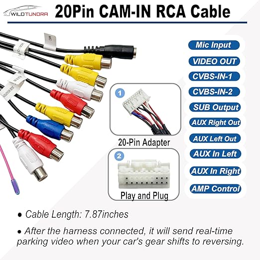 Radio Wiring Harness Kit for Android Car Stereo 16Pin ISO Radio Wire Harness 10Pin/20Pin RCA Connectors GPS Antenna Cable 4Pin/6Pin USB Cord Android Car Stereo Install Kit(6PCS)