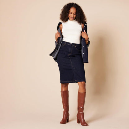 Essentials Women's Tall Boots with Chunky Block Heel.