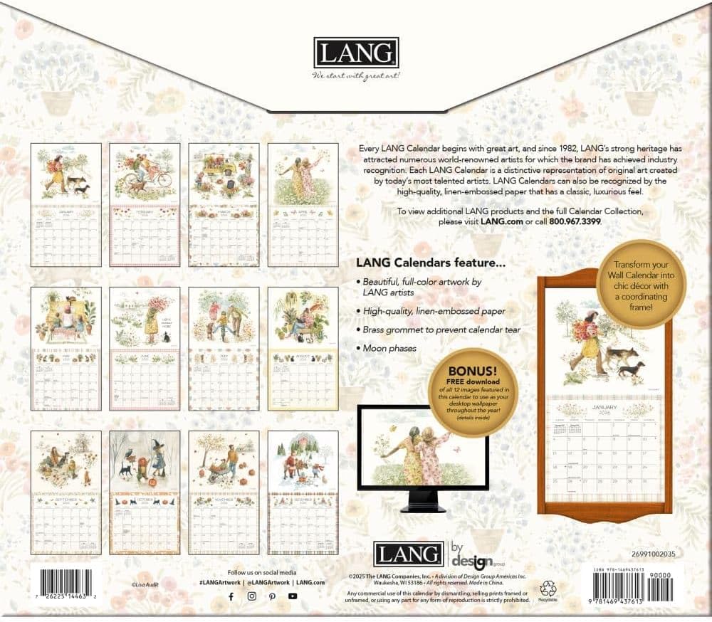 Lang, Blissful Moments 2026 Wall Calendar by Lisa Audit, 13.4'' X 12'', 12-Month Calendar with Stapled Binding