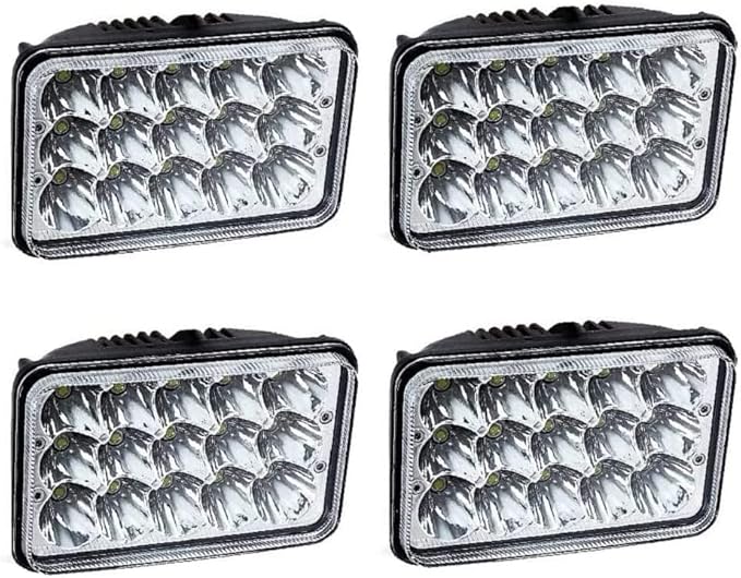 DOT Approved 4PCS 4X6 LED Headlights for Peterbilt 378 357 379 386 340 365 384 (Fits Truck with 4 headlights) H4651 H4642 H4652 H4656 H4666 H4668 H6545 Sealed Beam H4 Plug