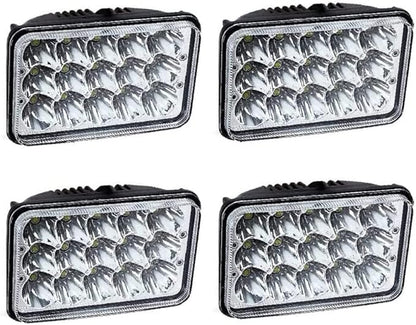 DOT Approved 4PCS 4X6 LED Headlights for Peterbilt 378 357 379 386 340 365 384 (Fits Truck with 4 headlights) H4651 H4642 H4652 H4656 H4666 H4668 H6545 Sealed Beam H4 Plug