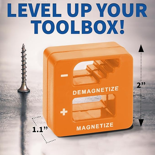 Demagnetizer and Magnetizer - Orange - for Screwdrivers Tips, Bits, and Small Tools, Large or Big Screws, Drills, Drill Bits, Sockets, Nuts, Bolts, Nails and Precision Construction Tools