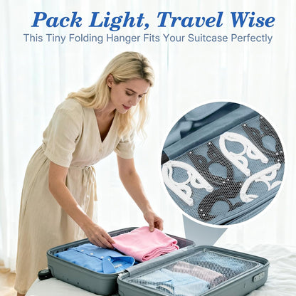 Travel Hangers, Portable Folding Hangers for Suitcase, Cruise Ship Essentials, Space Saving Clothes Hanger with Non-Slip Grooves for Vacation, Business Trip, Dorm (10 Pack Black)