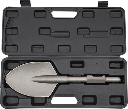 Clay Spade, 17.3" x 5.3" Steel Drill Shovel Bit,1-1/8 in Hex Shank Chisel Bit with Carrying Case, for Digging in Gardening, Backyard Landscaping on Clay Gravel Soil Sandstone