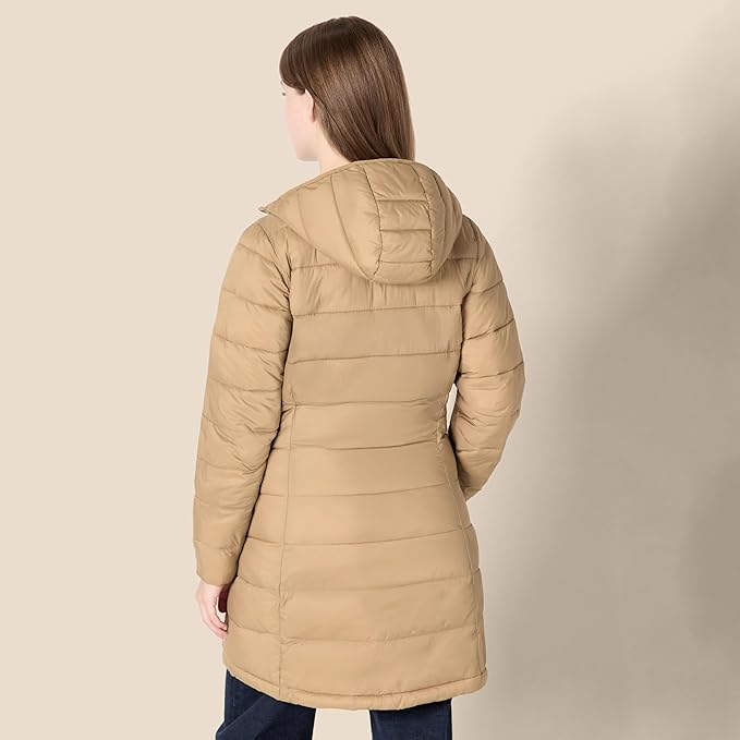 Essentials Women's Lightweight Water-Resistant Packable Hooded Puffer Coat (Available in Plus Size)