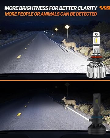 SEALIGHT 9005HB3 Bulbs 33000LM Super Bright, 6500K Cool White 9005 Fog Lights, 60000 Hours Hb3 Powersports Bulb with Cooling Fan, Easy Plug-N-Play, IP68, Pack of 2