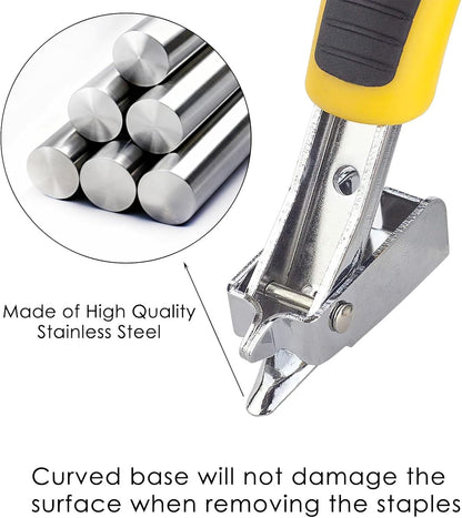 Staple Remover Heavy Duty Staple Puller, Upholstery Tool Industrial Staple Remover for Furniture, Floor, Carpet, Carton (3 Pack, Yellow)