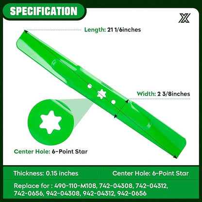 Mower Blade Fit for Cub Cadet, 42In for MTD LTX1040 RZT-L42 490-110-M108 742-04308 742-04312 742-0656 942-04308 942-04312 942-0656, for Troy Bilt TB2142 TB1942 TB42 TB42 Hydro Mustang XP 42 2 Pack