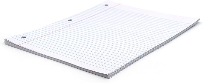 Emraw College Ruled 10.5 X 8 Inch (20.3 x 26.7 cm) Filler Paper with 3 Hole Punches (450 Sheets)