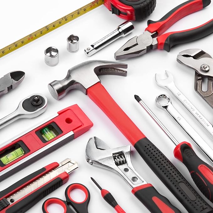 POPULO 222 Piece Home Tool Set in Sturdy Fabric Bag - Complete All-Purpose Tool Kit for Home Maintenance and Repairs