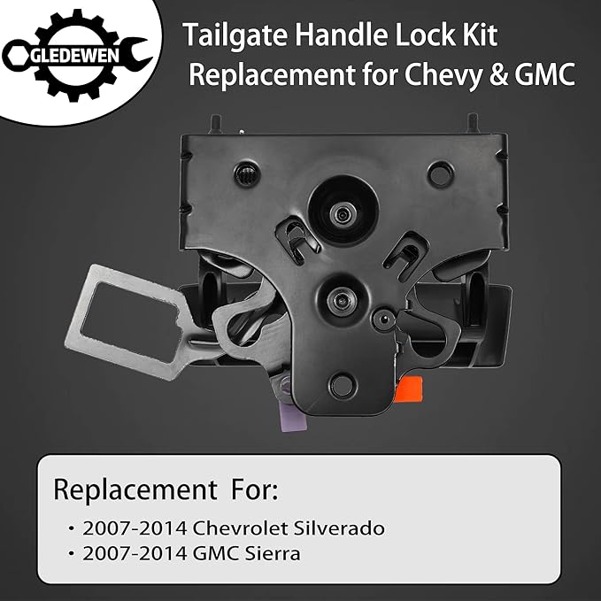 Tailgate Door Handle, Compatible with 2007-2014 Chevy Silverado  GMC Sierra, Exterior Rear Textured  Replace 25775280, 80591 Outside Tail gate Liftgate Latch Lock