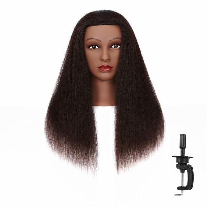 Hairingrid Mannequin Head 16" 100 Real Hair Hairdresser Cosmetology Mannequin Manikin Training Head Hair and Free Clamp Holder (R72026B0216)