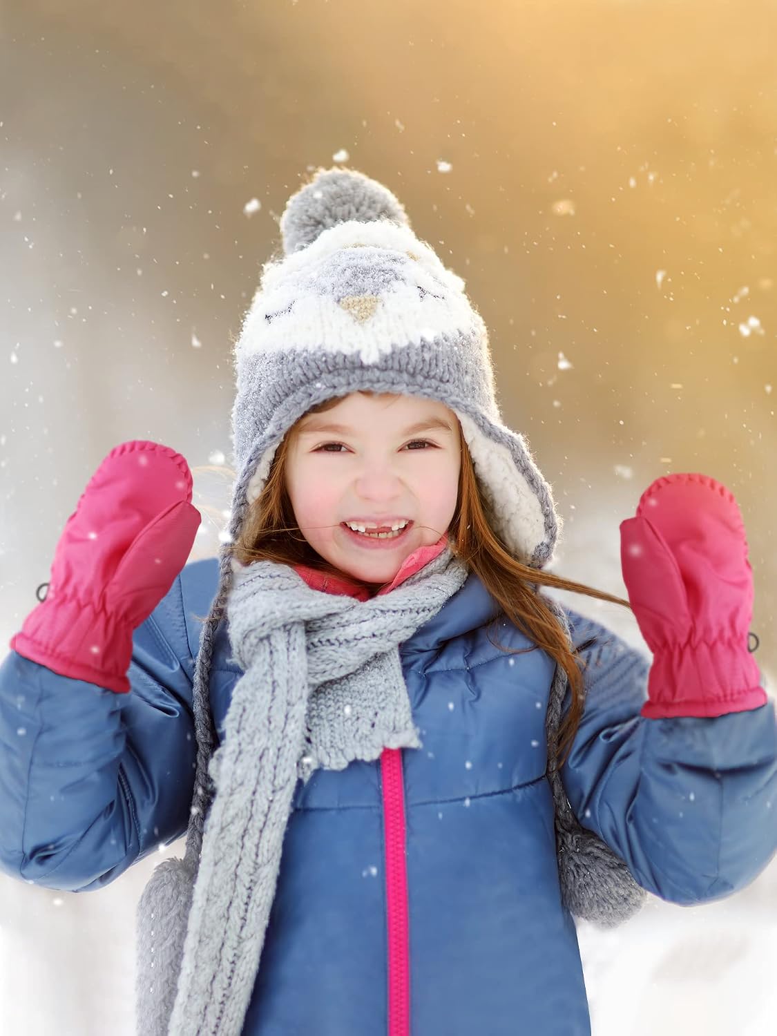 Pairs Kids Ski Mitten Toddler Winter Waterproof Snow Gloves Unisex Cold Weather Warm Mitten for Girls Children Boys Skiing Snowboarding