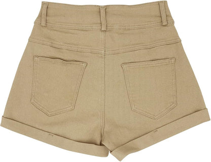 Womens Relaxed Fit Casual High Waist Pocketed Denim Shorts